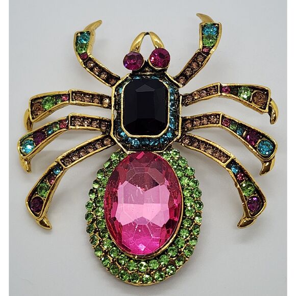 Spider Brooch Beautiful Colorful Large Size Eye Catching Statement Piece - Picture 1 of 4